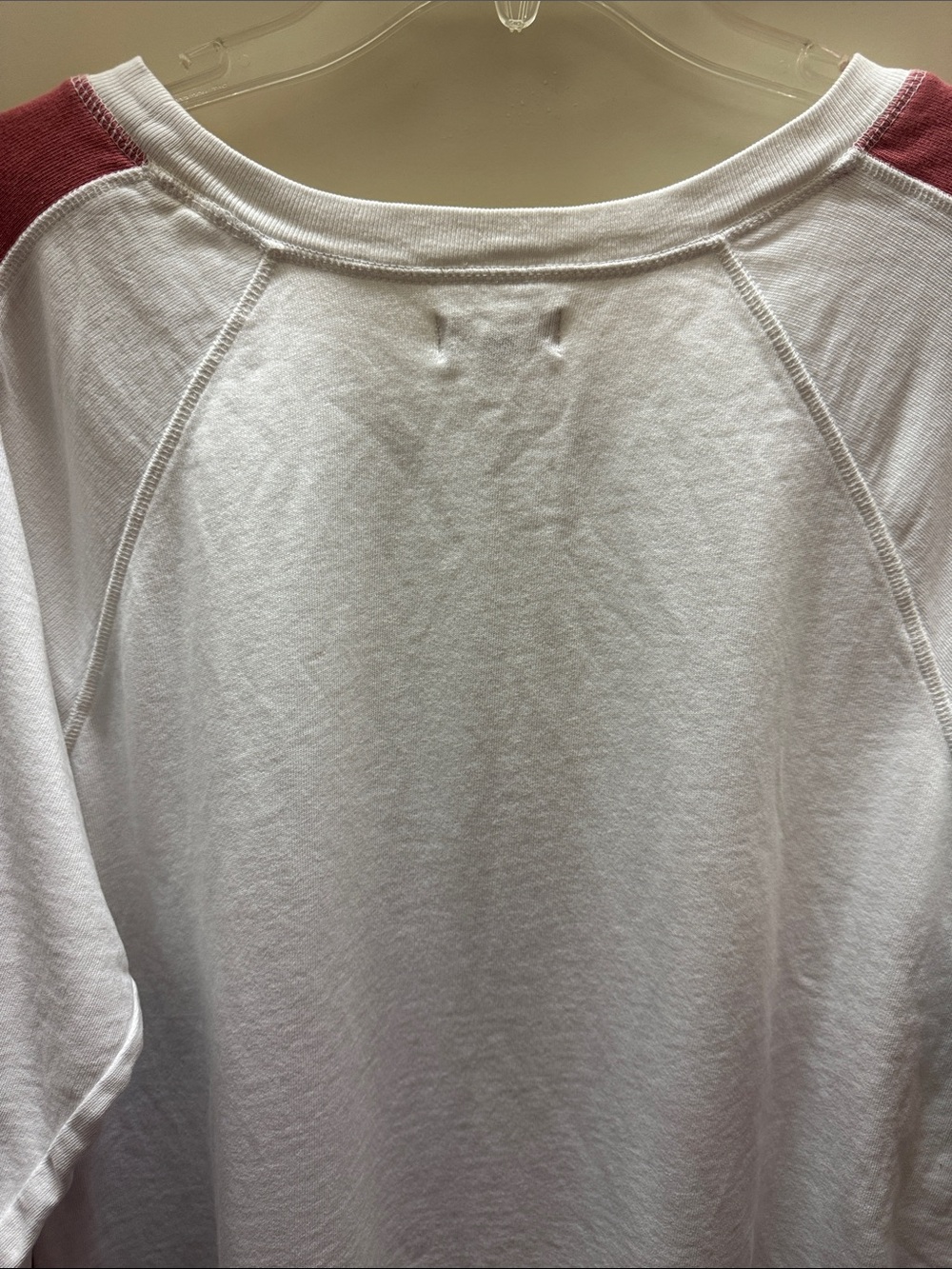 True Craft White Pullover with Dusty Rose Raglan Sleeves - Picture 7 of 8